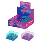 Точилка ERICH KRAUSE "Base Duo Vivid", с контейнером, пластиковая, корпус ассорти, 60081 за 56 ₽. Точилки ручные.  Доставка по РФ. Без переплат!