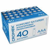 Батарейки алкалиновые "мизинчиковые" КОМПЛЕКТ 40 шт., CROMEX Alkaline, ААА (LR03, 24А), в коробке, 455596 за 873 ₽. Батарейки.  Доставка по РФ. Без переплат!
