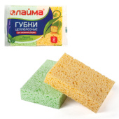 Губки бытовые, 20х95х65 мм, КОМПЛЕКТ 2 шт., ЦЕЛЛЮЛОЗНЫЕ (губчатые) для посуды/уборки, LAIMA, К1000, 601590 за 79 ₽. Губки хозяйственные.  Доставка по РФ. Без переплат!