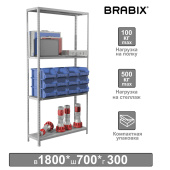 Стеллаж металлический BRABIX "MS KD-180/30/70-4", 1800х700х300 мм, 4 полки, сборная стойка, 291112, S240BR123402 за 5 588 ₽. Стеллажи металлические универсальные.  Доставка по РФ. Без переплат!