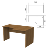 Стол письменный эргономичный "Бюджет", 1360х900х740 мм, правый, орех французский, 402663-190 за 9&nbsp;383 ₽. Набор мебели "Бюджет".  Доставка по РФ. Без переплат!