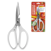 Ножницы кухонные DASWERK (ДАСВЕРК), 210 мм, с открывашкой, зазубренные, металлические ручки, 608901 за 306 ₽. Ножницы кухонные.  Доставка по РФ. Без переплат!