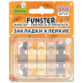 Закладки клейкие Z-сложения FUNSTER (ФАНСТЕР) "Коты", 45х12 мм, 100 шт. (5 цветов х 20 листов), в диспенсере, 116690 за 99 ₽. Закладки самоклеящиеся.  Доставка по РФ. Без переплат!