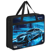 Папка на молнии с ручками BRAUBERG А4, 1 отделение, пластик, 80 мм, "Night driver", 272169 за 243 ₽. Папки-сумки с ручками.  Доставка по РФ. Без переплат!