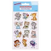 Наклейки гелевые "Кошки-мышки", многоразовые, с тиснением фольгой, 10х15 см, ЮНЛАНДИЯ, 661815 за 96 ₽. Наклейки.  Доставка по РФ. Без переплат!