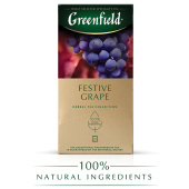 Чай GREENFIELD "Festive Grape" фруктовый, 25 пакетиков в конвертах по 2 г, 0522-10 за 121 ₽. Чай пакетированный.  Доставка по РФ. Без переплат!
