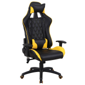 Кресло компьютерное BRABIX "GT Master GM-110", две подушки, экокожа, черное/желтое, 531927 за 22 336 ₽. Кресла игровые.  Доставка по РФ. Без переплат!