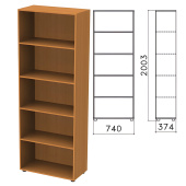 Шкаф (стеллаж) "Фея", 740х370х2000 мм, 4 полки, цвет орех милан, ШФ14.5 за 10&nbsp;313 ₽. Набор мебели "Фея".  Доставка по РФ. Без переплат!