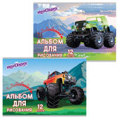 Альбом для рисования, А4, 12 листов, скоба, обложка картон, ЮНЛАНДИЯ "Монстр-трак" (2 вида), 105041 за 35 ₽. Альбомы и папки для рисования.  Доставка по РФ. Без переплат!
