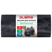 Мешки для мусора 30 л, черные, в рулоне 50 штук, сверхпрочные, ПВД 30 мкм, 50x58 см, LAIMA, 702650 за 266 ₽. Мешки для мусора универсальные.  Доставка по РФ. Без переплат!