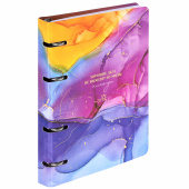 Тетрадь на кольцах А5 160х212 мм, 120 листов, картон, фольга, клетка, BRAUBERG, "Liquid art", 404738 за 256 ₽. Тетради на кольцах.  Доставка по РФ. Без переплат!