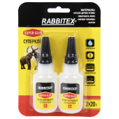Клей секундный суперклей УЛЬТРАПРОЧНЫЙ, МАКСИМАЛЬНЫЙ ОБЪЕМ, набор 2х20 грамм, RABBITEX (РАББИТЕКС) "ДВА СЛОНА", 609805 за 134 ₽. Клей специальный.  Доставка по РФ. Без переплат!