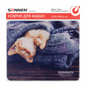 Коврик для мыши SONNEN "KITTEN", резина + ткань, 220х180х3 мм, 513313 за 101 ₽. Коврики для мыши.  Доставка по РФ. Без переплат!