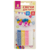 Набор свечей для торта 24 шт., 6 см, 24 держателя, ЗОЛОТАЯ СКАЗКА, в блистере, 591445 за 43 ₽. Свечи для праздничного стола.  Доставка по РФ. Без переплат!