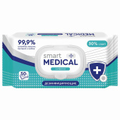 Дезинфицирующие салфетки спиртовые 50 штук SMART MEDICAL, крышка-клапан, 72028 за 166 ₽. Салфетки дезинфицирующие.  Доставка по РФ. Без переплат!