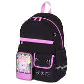 Рюкзак BRAUBERG PASTEL с термонашивками в комплекте, "Black kitty", черный, 40х29х14 см, 273128 за 2 934 ₽. Рюкзаки для начальной и средней школы.  Доставка по РФ. Без переплат!