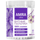 Ватные палочки 100 шт., AMRA, пластиковый стакан, П00055403 за 51 ₽. Ватные палочки и диски.  Доставка по РФ. Без переплат!