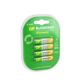 Батарейки аккумуляторные GP ReEnergy Ni-Mh мизинчиковые КОМПЛЕКТ 4 шт., ААА (HR03), 950 mAh, 100AAAHCRGY, 100AAAHCRGY-2C за 1 339 ₽. Аккумуляторные батарейки.  Доставка по РФ. Без переплат!