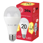 Лампа светодиодная ЭРА RED LINE, 20 (150) Вт, цоколь Е27, груша, теплый белый свет, 25000 ч., LED A65-20W-3000-E27, Б0050687 за 96 ₽. Лампы светодиодные.  Доставка по РФ. Без переплат!