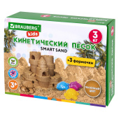 Песок для лепки кинетический, цвет песочный, 3 кг, коробка-песочница, формочки, BRAUBERG KIDS, 666008 за 960 ₽. Песок для лепки.  Доставка по РФ. Без переплат!