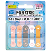 Закладки клейкие Z-сложения FUNSTER (ФАНСТЕР) "Лапки котов", 45х12 мм, 100 шт. (5 цветов х 20 листов), в диспенсере, 116691 за 99 ₽. Закладки самоклеящиеся.  Доставка по РФ. Без переплат!