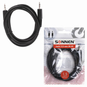 Кабель Jack 3.5 mm M-M, 1,5 м, SONNEN, для передачи стерео-аудио, черный, 513119 за 88 ₽. Кабели Jack 3.5 mm.  Доставка по РФ. Без переплат!