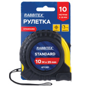 Рулетка измерительная 10 м х 25 мм, обрезиненный корпус, с фиксатором, RABBITEX (РАББИТЕКС) Standard, 671351 за 285 ₽. Рулетки.  Доставка по РФ. Без переплат!