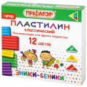 Пластилин классический ПИФАГОР "ЭНИКИ-БЕНИКИ СУПЕР", 12 цветов, 120 г, стек, 106505 за 62 ₽. Пластилин.  Доставка по РФ. Без переплат!
