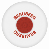 Ластик BRAUBERG "Universal", 30х30х8 мм, белый, круглый, красный пластиковый держатель, 222472 за 21 ₽. Ластики классические.  Доставка по РФ. Без переплат!