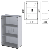 Шкаф закрытый со стеклом "Монолит", 740х390х1250 мм, цвет серый (КОМПЛЕКТ) за 20&nbsp;320 ₽. Набор мебели "Монолит".  Доставка по РФ. Без переплат!