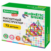 Магнитный конструктор MAGNETIC STICKS, 72 магнитные детали, BRAUBERG KIDS, 665722 за 1&nbsp;104 ₽. Конструкторы.  Доставка по РФ. Без переплат!