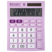 Калькулятор настольный BRAUBERG ULTRA PASTEL-12-PR (192x143 мм), 12 разрядов, двойное питание, СИРЕНЕВЫЙ, 250505 за 750 ₽. Калькуляторы настольные.  Доставка по РФ. Без переплат!