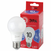 Лампа светодиодная ЭРА RED LINE, 10 (70) Вт, цоколь Е27, груша, холодный белый свет, 30000 ч., LED A60-10W-865E27R, Б0045324 за 66 ₽. Лампы светодиодные.  Доставка по РФ. Без переплат!