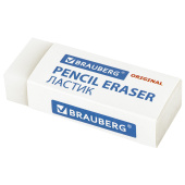 Ластик BRAUBERG "Original", 45х17х10 мм, белый, прямоугольный, экологичный ПВХ, картонный держатель, 228076 за 18 ₽. Ластики классические.  Доставка по РФ. Без переплат!