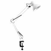 Настольная лампа / светильник на струбцине, Е27, 40 Вт, белый, высота 75 см, DASWERK (ДАСВЕРК), 238323 за 1 140 ₽. Светильники.  Доставка по РФ. Без переплат!