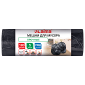 Мешки для мусора с завязками 180 л, черные в рулоне 5 штук, прочные, ПВД 45 мкм, 90x115 см, LAIMA, 702676 за 149 ₽. Мешки для мусора универсальные.  Доставка по РФ. Без переплат!