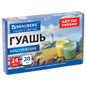 Гуашь для школ и художественных училищ BRAUBERG "ART ПЕЙЗАЖ", 24 цвета по 20 мл, 192820 за 462 ₽. Гуашь школьная.  Доставка по РФ. Без переплат!