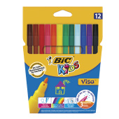 Фломастеры BIC "Kids Visa", 12 ЦВЕТОВ, суперсмываемые, вентилируемый колпачок, европодвес, 889695, 888695 за 404 ₽. Фломастеры классические.  Доставка по РФ. Без переплат!