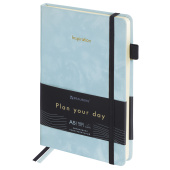 Ежедневник недатированный А5 138x213 мм, BRAUBERG "Velvet", резинка, держатель, 160 л., серо-голубой, 116245 за 457 ₽. Ежедневники с покрытием "под кожу и ткань".  Доставка по РФ. Без переплат!