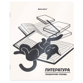 Тетрадь предметная КОТ-НЕПОСЕДА 48 л., пластиковая обложка, ЛИТЕРАТУРА, линия, подсказ, BRAUBERG, 405535 за 57 ₽. Тетради предметные.  Доставка по РФ. Без переплат!