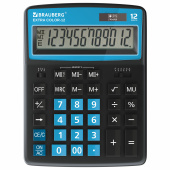 Калькулятор настольный BRAUBERG EXTRA COLOR-12-BKBU (206x155 мм), 12 разрядов, двойное питание, ЧЕРНО-ГОЛУБОЙ, 250476 за 645 ₽. Калькуляторы настольные.  Доставка по РФ. Без переплат!