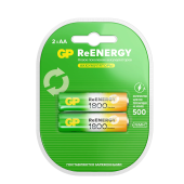 Батарейки аккумуляторные GP ReEnergy Ni-Mh пальчиковые КОМПЛЕКТ 2 шт., AA (HR6), 1800 mAh, 180AAHCRGY, 180AAHCRGY-2CRC за 870 ₽. Аккумуляторные батарейки.  Доставка по РФ. Без переплат!