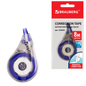 Корректирующая лента BRAUBERG, 4 мм х 8 м, в упаковке с европодвесом, 220640 за 109 ₽. Корректирующие ленты.  Доставка по РФ. Без переплат!