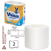 Бумага туалетная бытовая, спайка 4 шт., 2-х слойная (4х15 м), VEIRO "Домашняя", белая, 1с24 за 124 ₽. Туалетная бумага офисно-бытовая.  Доставка по РФ. Без переплат!