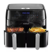 Аэрогриль KITFORT КТ-2250, 1750 Вт, 2х4,5 л, 12 программ, таймер, сенсорное управление, черный за 15&nbsp;528 ₽. Электрогрили.  Доставка по РФ. Без переплат!