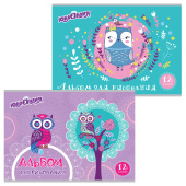 Альбом для рисования, А4, 12 листов, скоба, обложка картон, ЮНЛАНДИЯ, 200х283 мм, "Волшебные птички" (2 вида), 105044 за 36 ₽. Альбомы и папки для рисования.  Доставка по РФ. Без переплат!