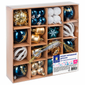 Шары ёлочные НАБОР 56 предметов, "Magic Box", бирюзовый/золото, пластик, ЗОЛОТАЯ СКАЗКА, 592174 за 1 382 ₽. Наборы украшений для ели.  Доставка по РФ. Без переплат!