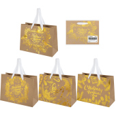 Пакет подарочный (1 шт.) новогодний, 27х11х20 см, "Shiny Kraft", фольга, ассорти, ЗОЛОТАЯ СКАЗКА, 592437 за 52 ₽. Пакеты подарочные новогодние.  Доставка по РФ. Без переплат!