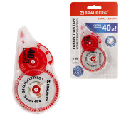 Корректирующая лента BRAUBERG EXTRA LENGTH, 5 мм х 40 м, механизм перемотки, корпус прозрачный, блистер, 272502 за 185 ₽. Корректирующие ленты.  Доставка по РФ. Без переплат!