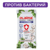 Салфетки влажные 15 шт., АНТИБАКТЕРИАЛЬНЫЕ, с экстрактом хлопка, LAIMA "Antibacterial", 125957 за 25 ₽. Салфетки влажные.  Доставка по РФ. Без переплат!